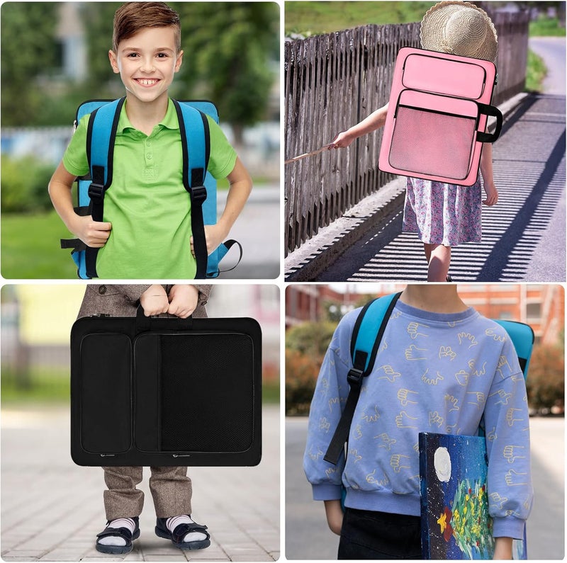 TreochtFUN Art Portfolio Kids Artwork,Art Bag15 X 18 For Child Artwork 8K Organizer,A3 portfolio Case For Carrying Artwork With Tote And Backpack (Black) - Image 4